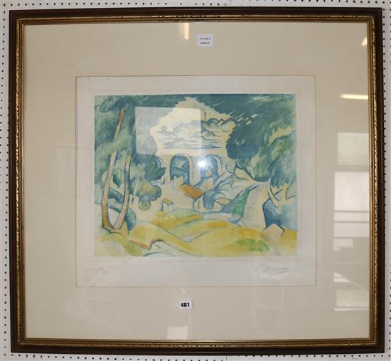 Georges Braque, abstract collotype, La Viaduct de LEstaque